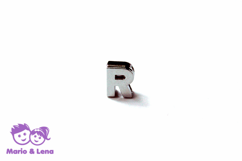 Chrom Letter - R - to bead 14mm Silver