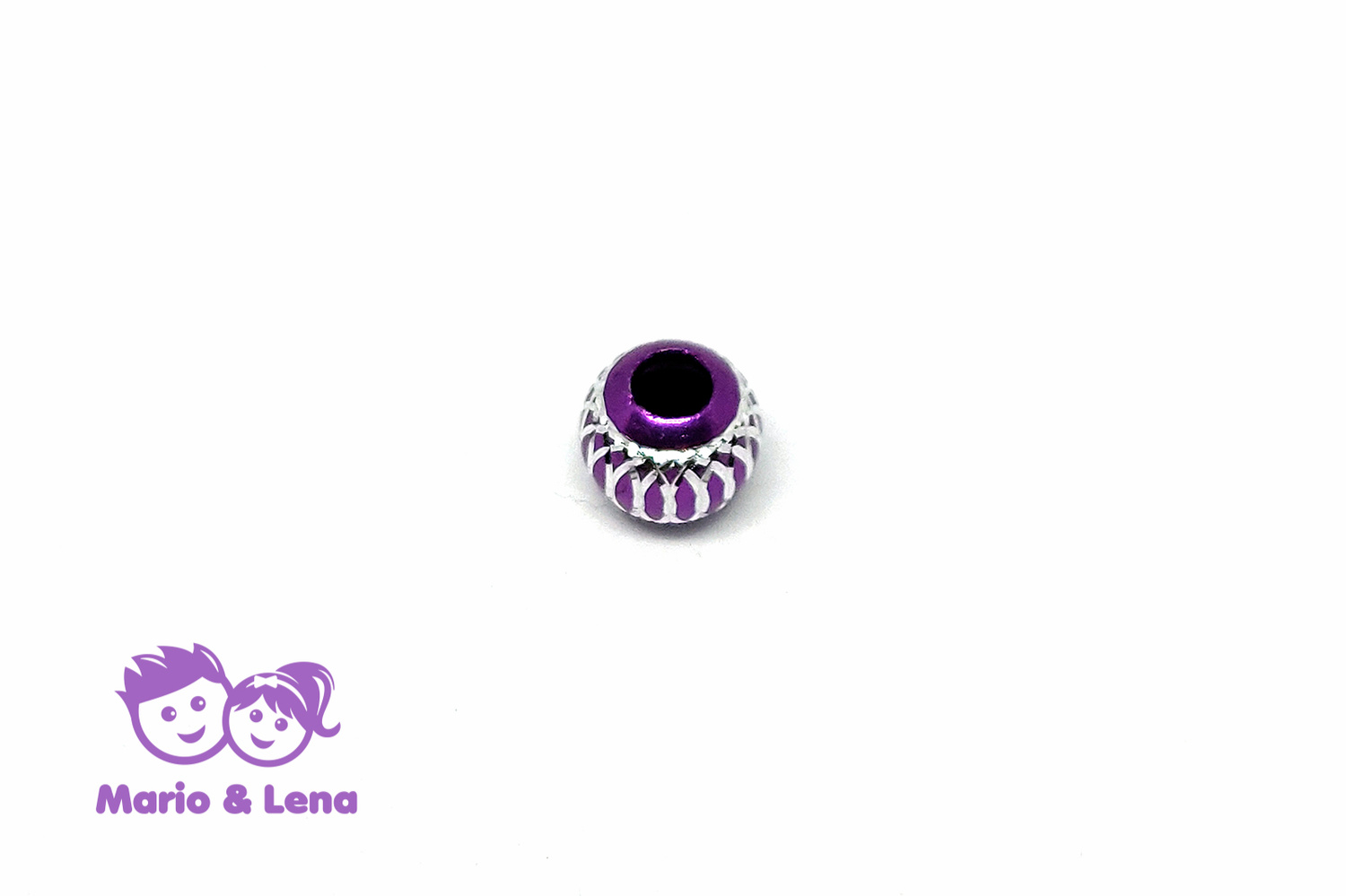 Perle mit Loch Purple silbernes Raster