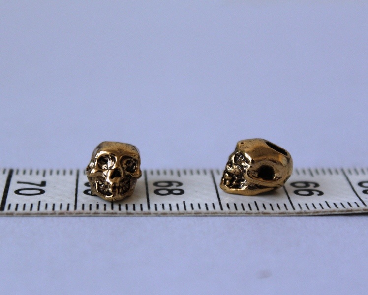 Skull Bead Metall Pewter Skull Gold
