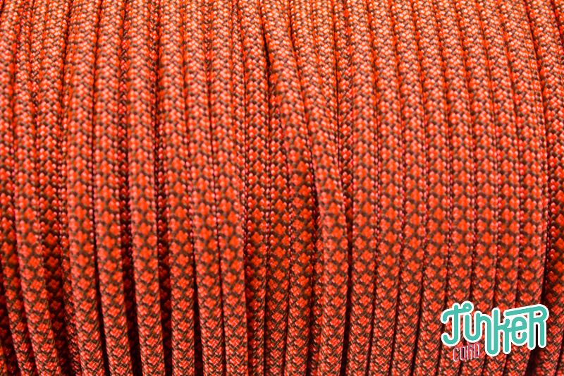 150 Meter Rolle Type III 550 Cord, Farbe CHOCOLATE BROWN & NEON ORANGE DIAMONDS