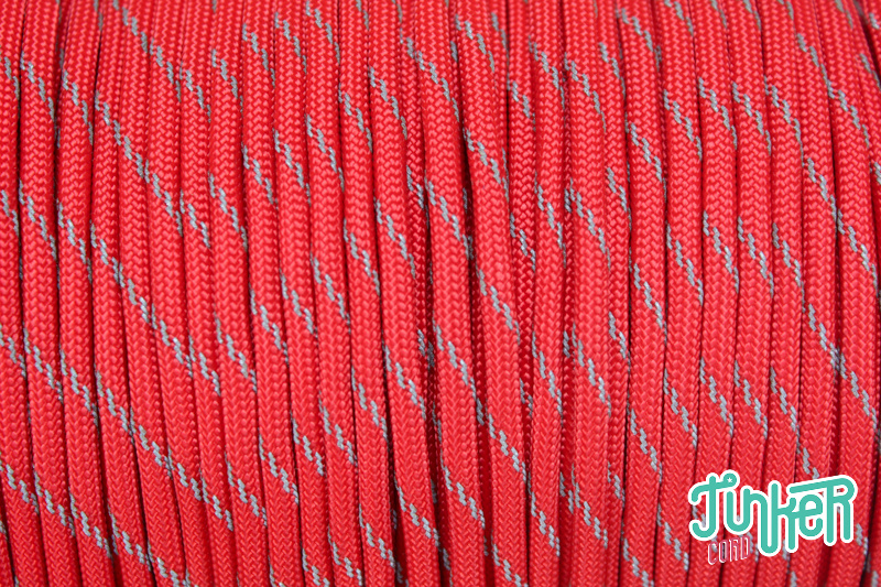 CUSTOM CUT Type III 550 Cord in color RED W 3 REFLECTIVE TRACER