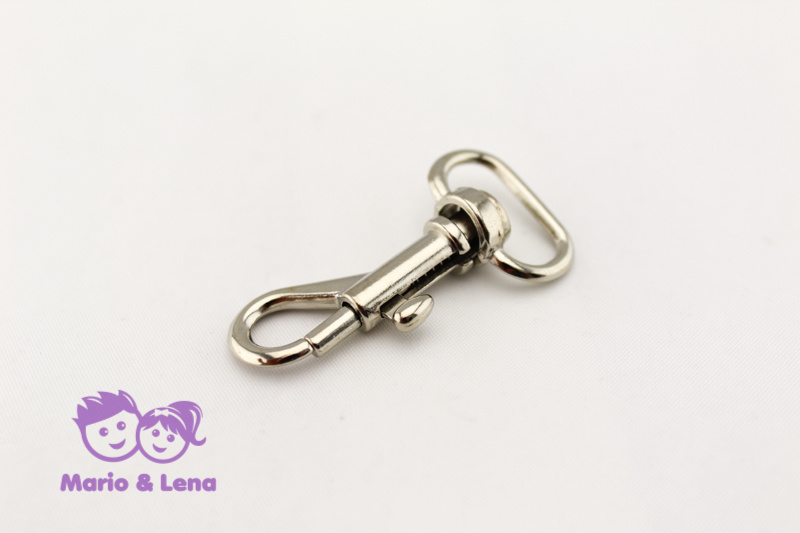 Carabiner with unbowed swivel 16 x 43mm Silver