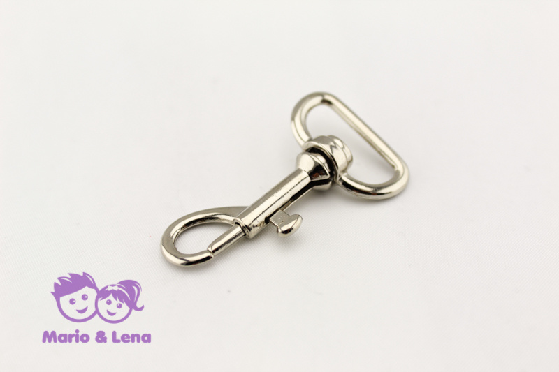 Carabiner with unbowed swivel 20 x 43mm Silver