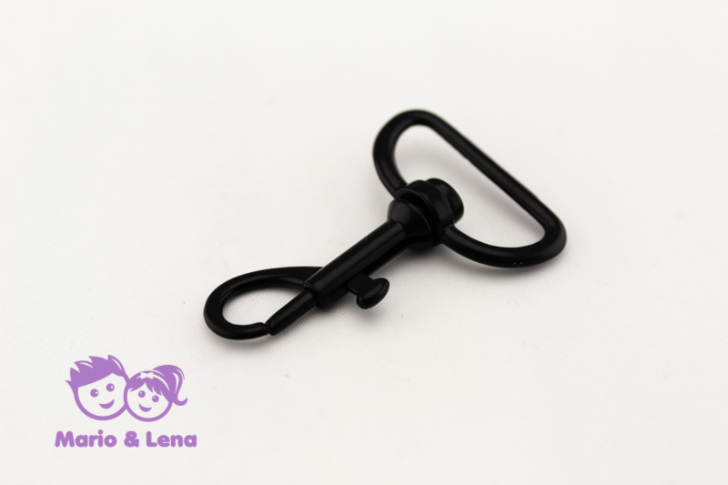 Carabiner with unbowed swivel 25 x 44mm Black