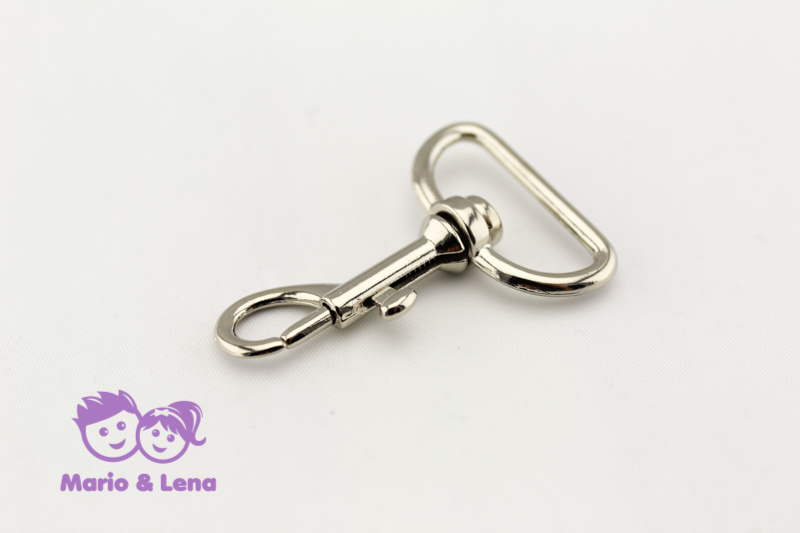 Carabiner with unbowed swivel 25 x 45mm Silver