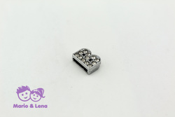 Strassbuchstabe - B - zum Aufschieben 14mm Silber
