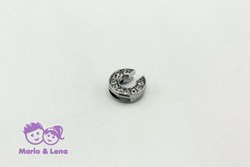 Rhinestone Letter - C - to bead 14mm Silver