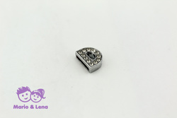 Strassbuchstabe - D - zum Aufschieben 14mm Silber