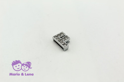 Rhinestone Letter - F - to bead 14mm Silver