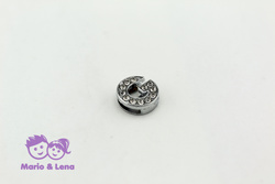 Rhinestone Letter - G - to bead 14mm Silver