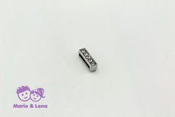 Strassbuchstabe - I - zum Aufschieben 14mm Silber