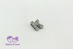 Rhinestone Letter - K - to bead 14mm Silver