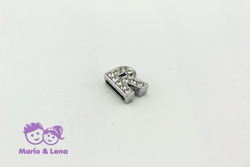 Rhinestone Letter - R - to bead 14mm Silver