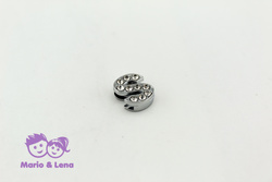 Rhinestone Letter - S - to bead 14mm Silver