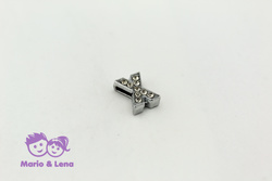 Rhinestone Letter - X - to bead 14mm Silver