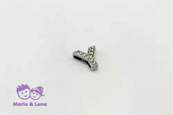 Rhinestone Letter - Y - to bead 14mm Silver
