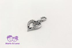Rhinestone Charm Heart Silver