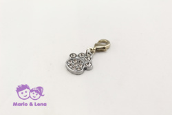 Rhinestone Charm Paw Silver