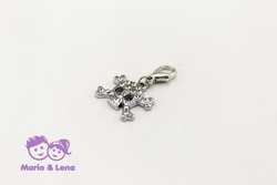 Rhinestone Charm Skull Silver