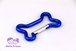 Aluminium Karabinerhaken Knochen 63mm Blau eloxiert