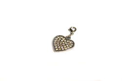 Rhinestone Charm Charm Heart Silver