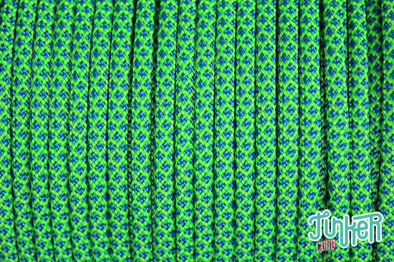 150 Meter Rolle Type III 550 Cord, Farbe NEON GREEN & CARIBBEAN DIAMONDS