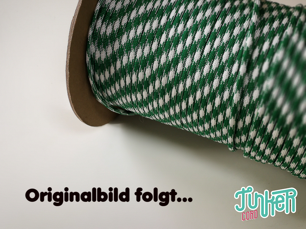 150 Meter Rolle Type III TINKER Cord, Farbe WHITE & KELLY GREEN 50/50