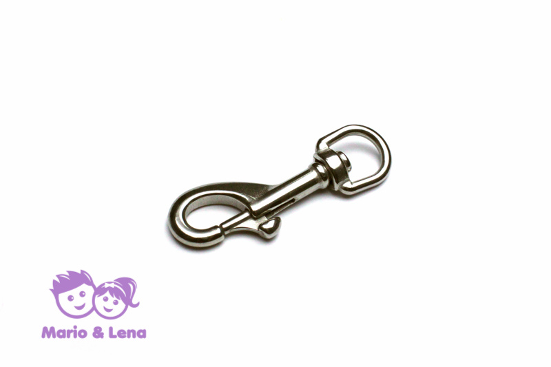 Carabiner with rolling swivel 14mm Silver