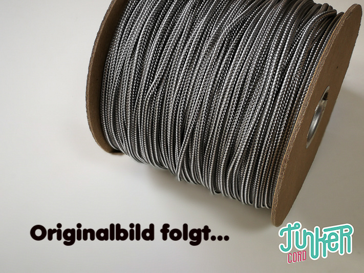 150 Meter Rolle Type II TINKER Cord, Farbe CHARCOAL GREY & WHITE STRIPE
