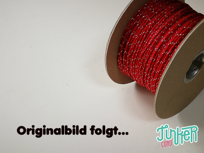 150 Meter Rolle Type I TINKER Cord, Farbe IMPERIAL RED & SILVER METALLIC