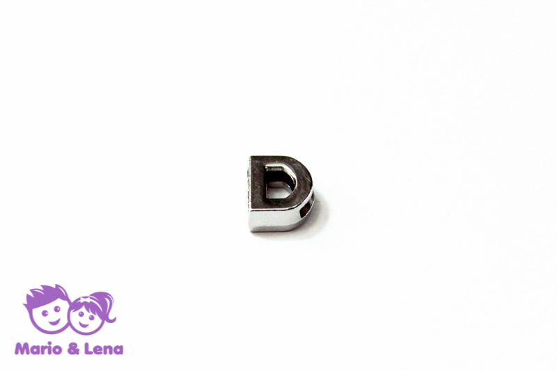 Chrom Letter - D - to bead 14mm Silver