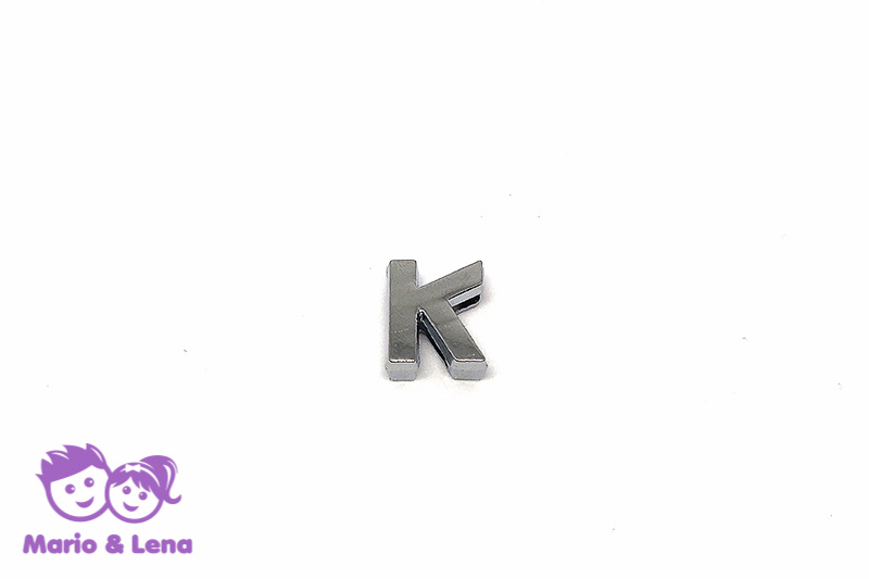 Chrom Letter - K - to bead 14mm Silver
