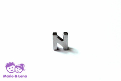 Chrom Letter - N - to bead 14mm Silver