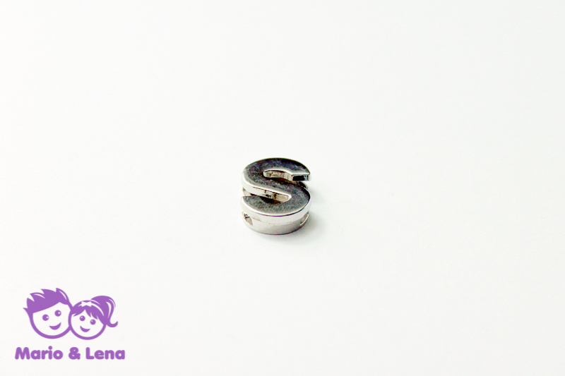 Chrom Letter - S - to bead 14mm Silver