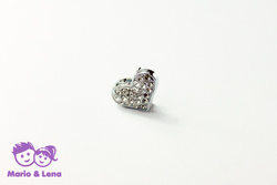 Rhinestone Charm Heart Silver