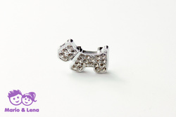 Rhinestone Charm to bead Dog Silver