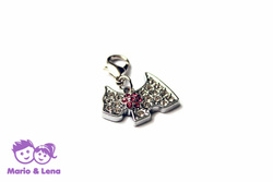 Rhinestone Charm Dog Silver