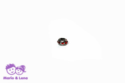Donut Bead Silver with red Stones