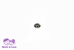 Donut Bead Silver with black Stones