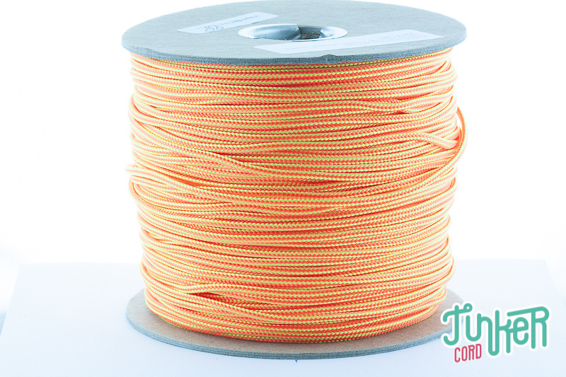 150m Spool Type II TINKER Cord in color NEON YELLOW & NEON ORANGE STRIPE
