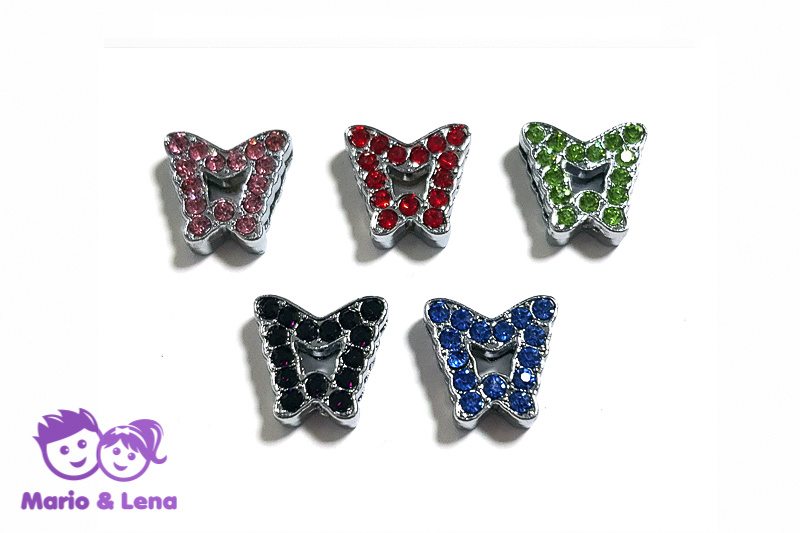 Rhinestone Charm to bead Butterfly Blue