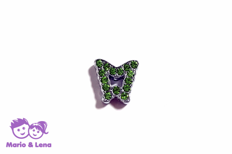 Rhinestone Charm to bead Butterfly Green