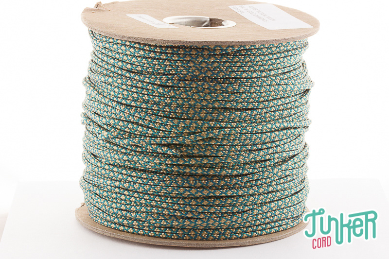 Meterware Type II TINKER Cord, Farbe TEAL & GOLD DIAMONDS