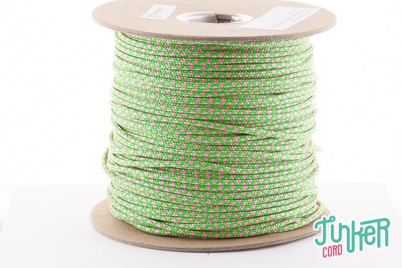Meterware Type II TINKER Cord, Farbe NEON GREEN & ROSE PINK DIAMONDS