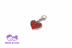 Necklace Pendant Rhinestone Heart synchron Red 35mm