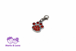 Halsbandanhnger Strass Pfote Rot 16mm