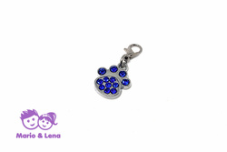 Halsbandanhnger Strass Pfote Blau 16mm