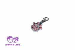 Necklace Pendant Rhinestone Paw Light Rose 16mm