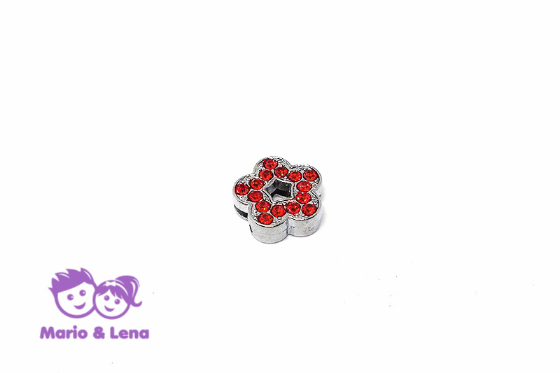 Rhinestone Charm to bead Flower Red 15mm