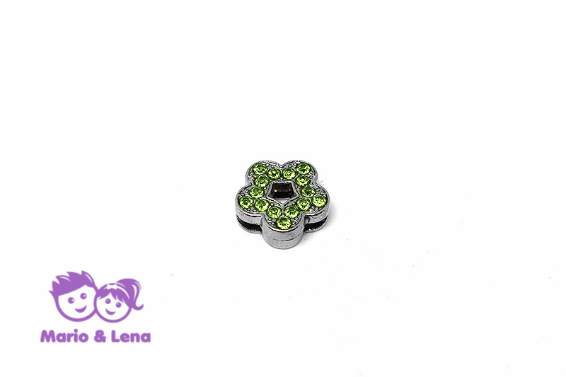 Rhinestone Charm to bead Flower Green 15mm
